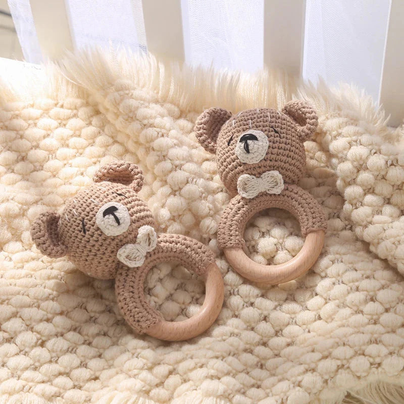 Crochet Animal Rattle Baby Toy Montessori Teether