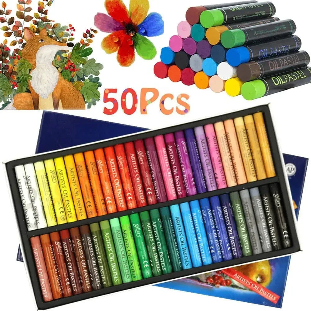 Artist Oil Pastel Set - 12/25/50 Colors, Non-Toxic Washable Crayons for Drawing & Painting