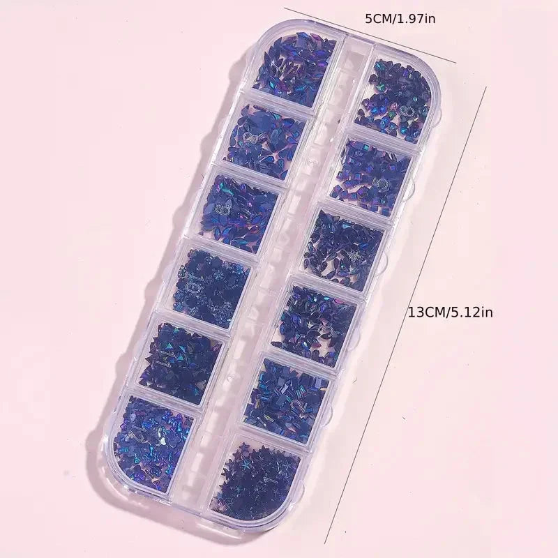 Multi-Shape 3D Flat Bottom Nail Rhinestones - Colorful AB Crystal Gems for DIY Manicure & Crafts