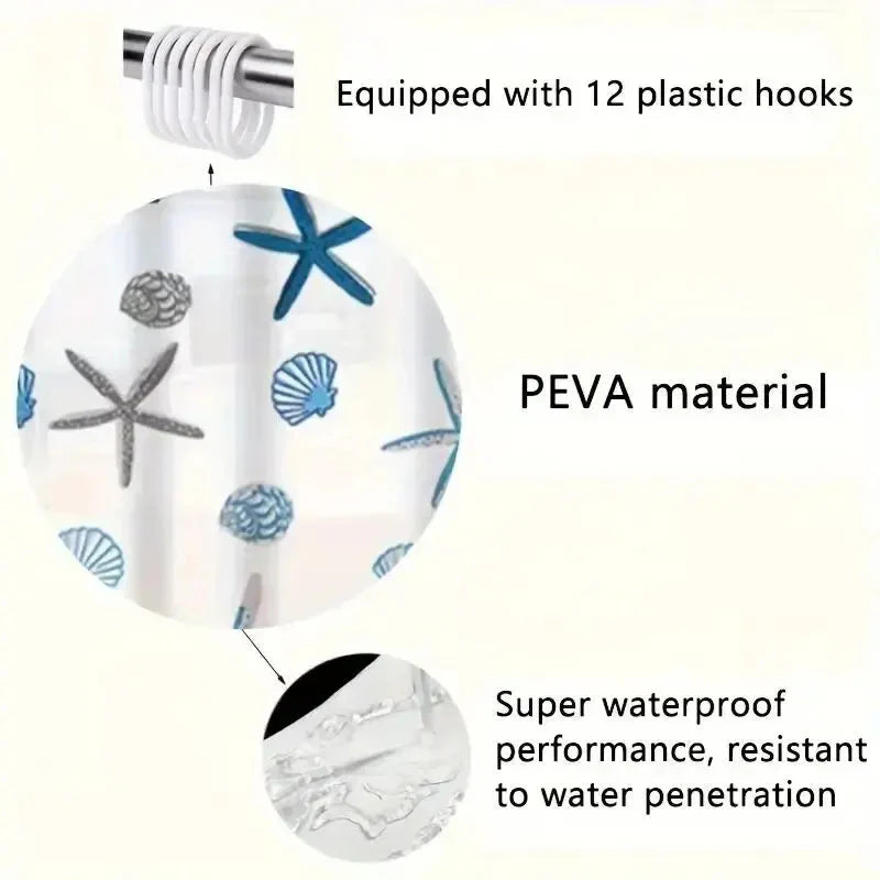 Patterned Waterproof Shower Curtain – PEVA Bathroom Partition & Decor