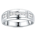 Men Wedding Band 925 Sterling Silver Moissanite Half Eternity Round Engagement Ring