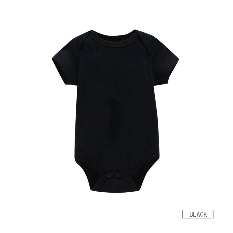 3PCS Baby Bodysuit Set (0–12M) – Soft Cotton Solid Color Summer Rompers for Boys & Girls