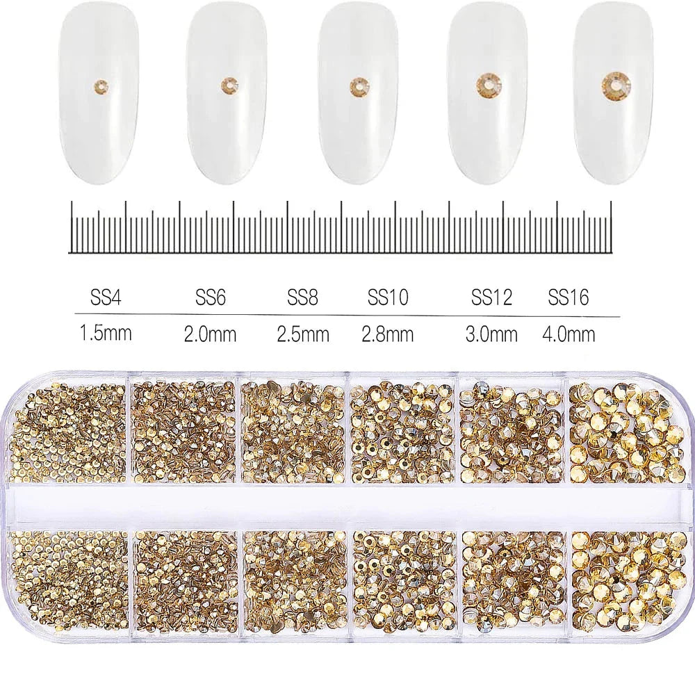 100/50cm Luxury Crystal Chain Nail Charms - 1.5/2mm Clear & AB Diamond Nail Art Decoration