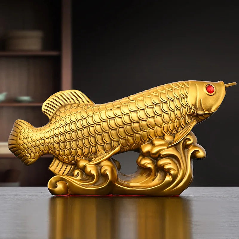 Solid Brass Fish Ornament  Wealth Home Office Decor