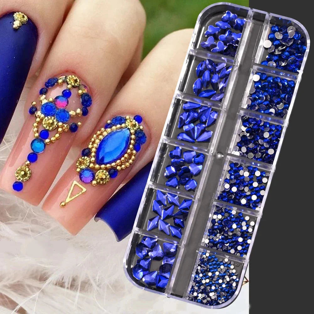 100/50cm Luxury Crystal Chain Nail Charms - 1.5/2mm Clear & AB Diamond Nail Art Decoration