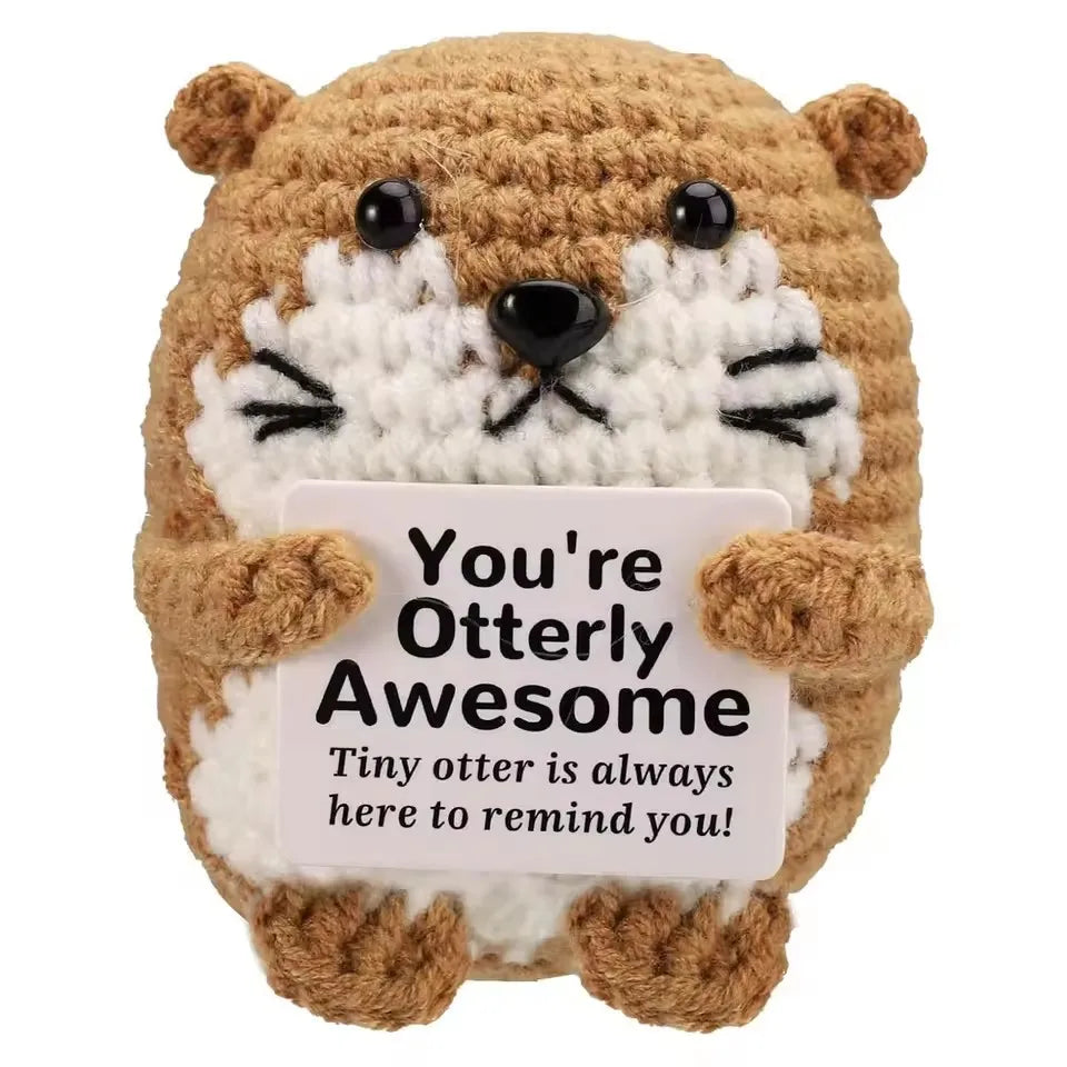 Funny Crochet Positive Inspirational Emotional Support Owl Doll Home Room Decoration Handmade Knitted Owl Desktop Ornament Gift