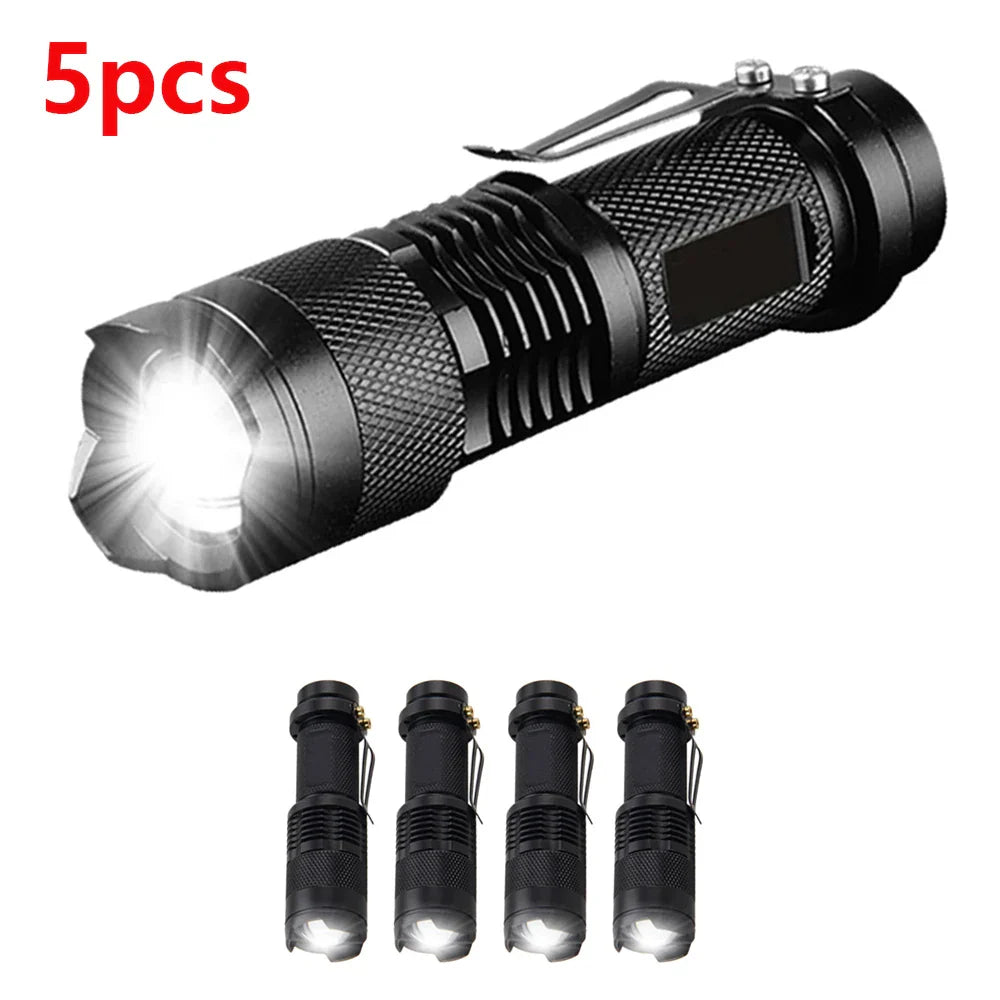 1/3/5/10Packs Portable Mini Q5 LED Flashlight Tactical Lamp Torch Adjustable Focus Zoomable Flashlight for Gift Hiking Camping
