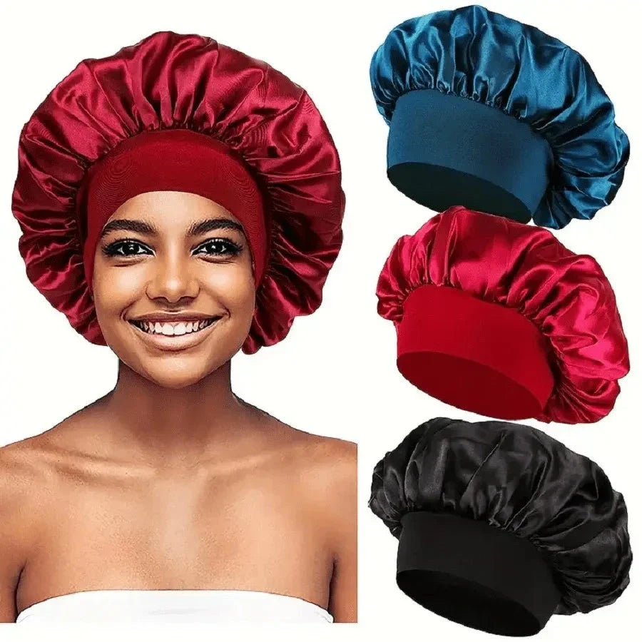 Women’s Satin Bonnet – Wide-Brim Night Sleeping & Hair Care Cap