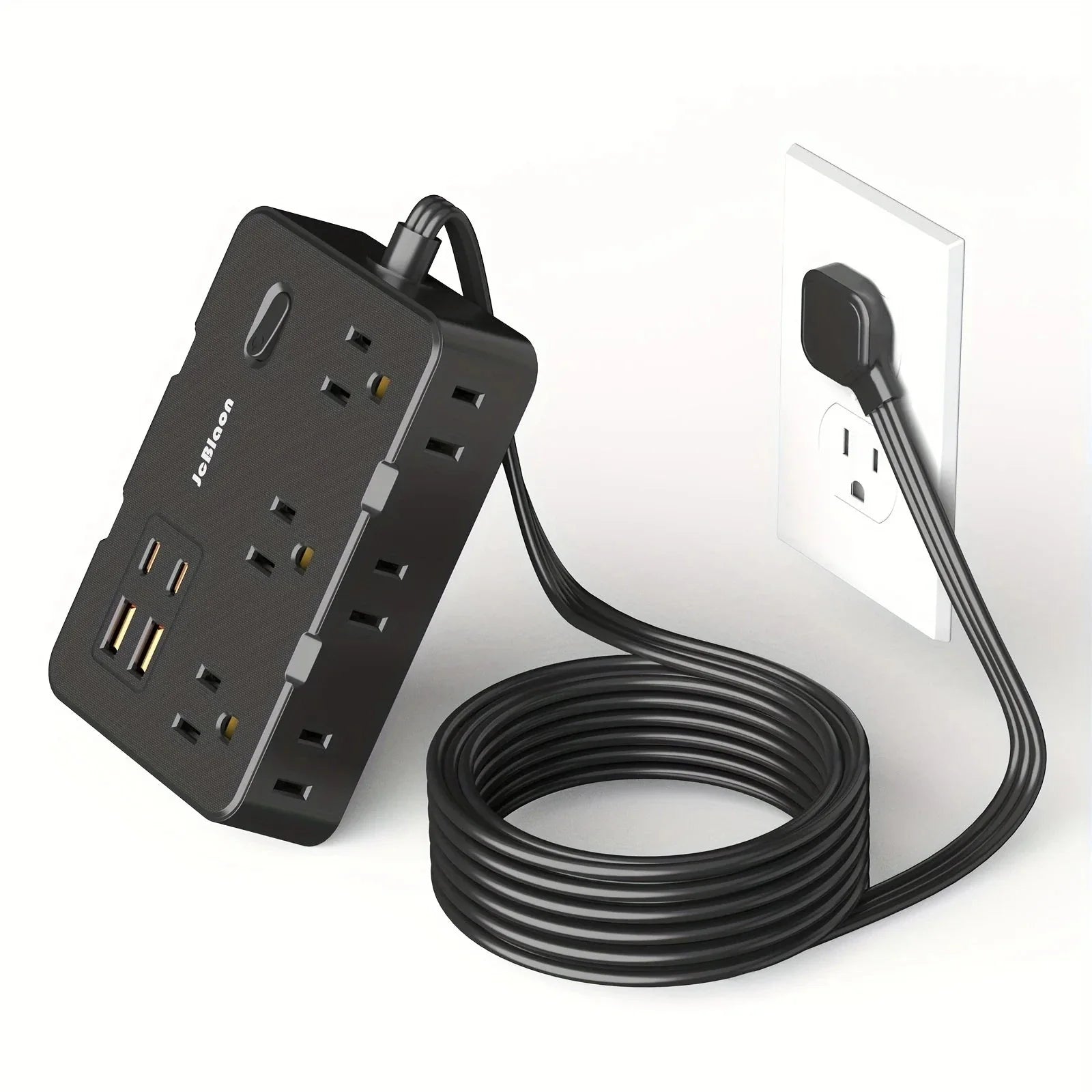 Ultra-Thin Surge Protector Power Strip — 6 Outlets + 4 USB Ports, 5ft Extension Cord | Flat Plug Wall Mount Adapter for Home & Office