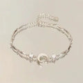 Shiny Pink Crystal Cherry Blossom Bracelets For Women Girls Sweet Moon Bow Flowers Zircon Bracelet Party Aesthetic Jewelry