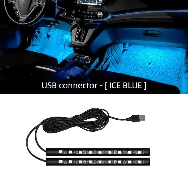 2-in-1 LED Car Neon Interior Light – USB & Cigarette Lighter Footwell Ambient Light, Car Backlight Atmosphere Lamp Accessories