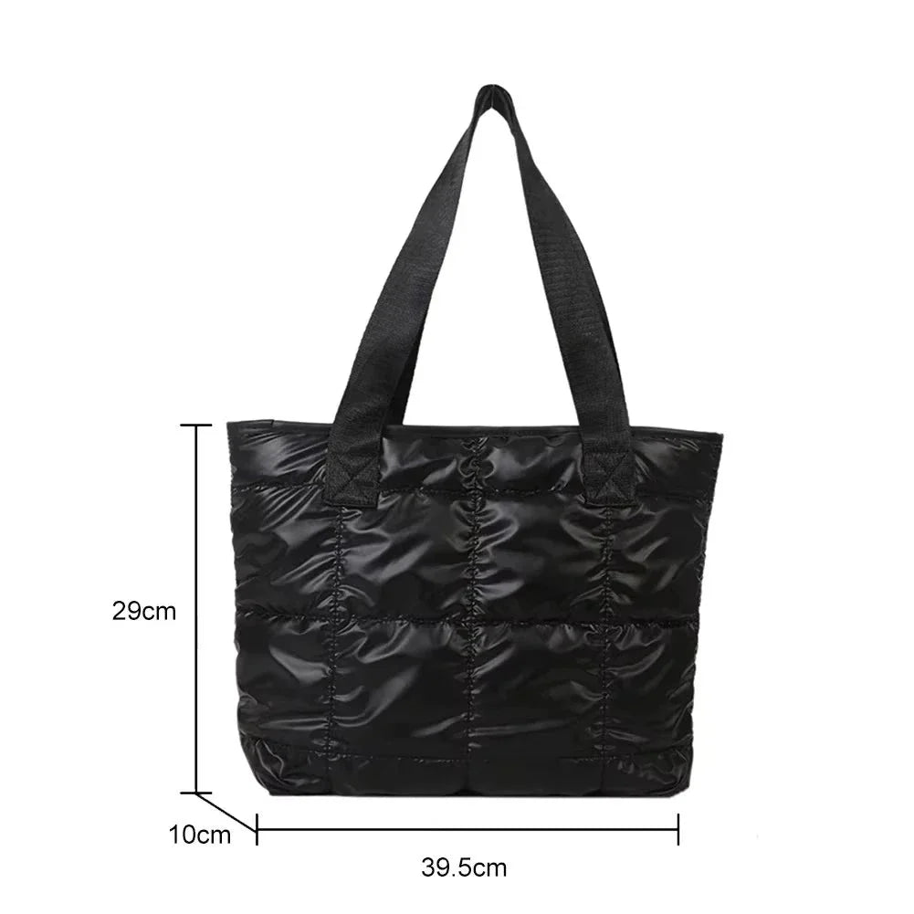 Quilted Cotton Tote Bag – Large Capacity Fashion Ladies Handbag