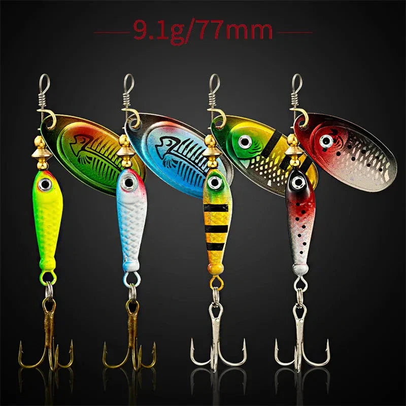 Rotating Metal Spinner Fishing Lure 9.1g 7cm – Sequin Hard Bait with Treble Hook for Bass, Pike, Carp & Trout