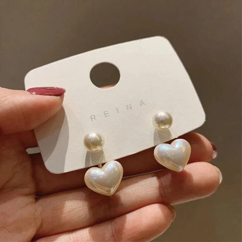 Love Heart Pearl Drop Earrings – Sweet Elegant Jewelry for Women