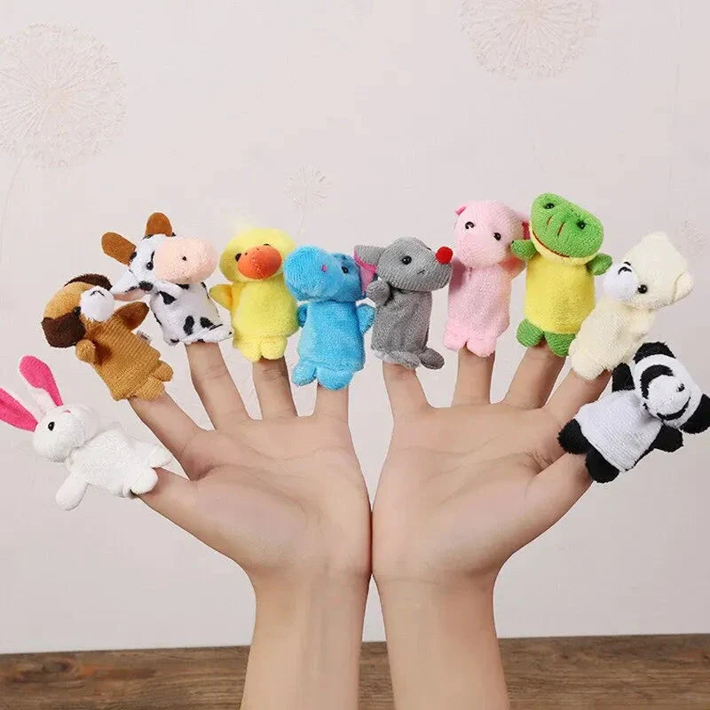 Cartoon Finger Puppets – 1/5/10pcs Plush Hand Dolls for Kids