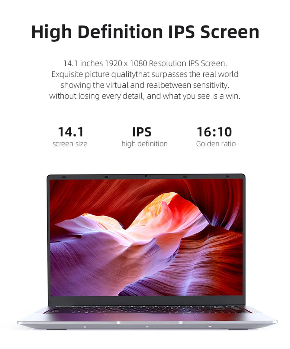 Windows 11 14.1 inch Laptop Computer intel i7 7500U Intel A3950 Laptops 1080P 12GB DDR4 1TB 2TB SSD Portable i7 Laptop Notebook