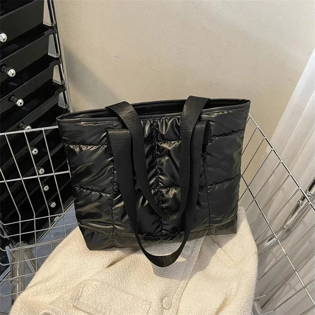 Quilted Cotton Tote Bag – Large Capacity Fashion Ladies Handbag