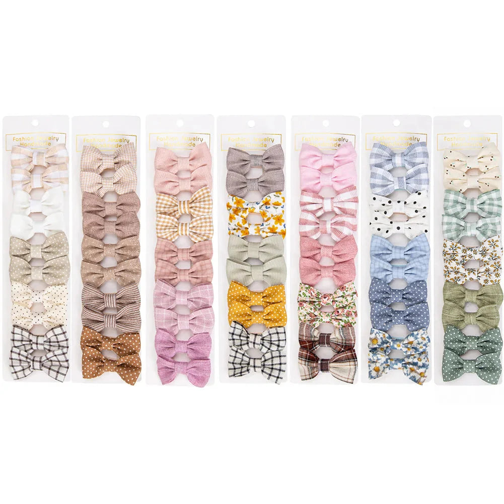 10Pcs Mini Hair Bows Clips for Baby Girls Cute Plaid Hairpins