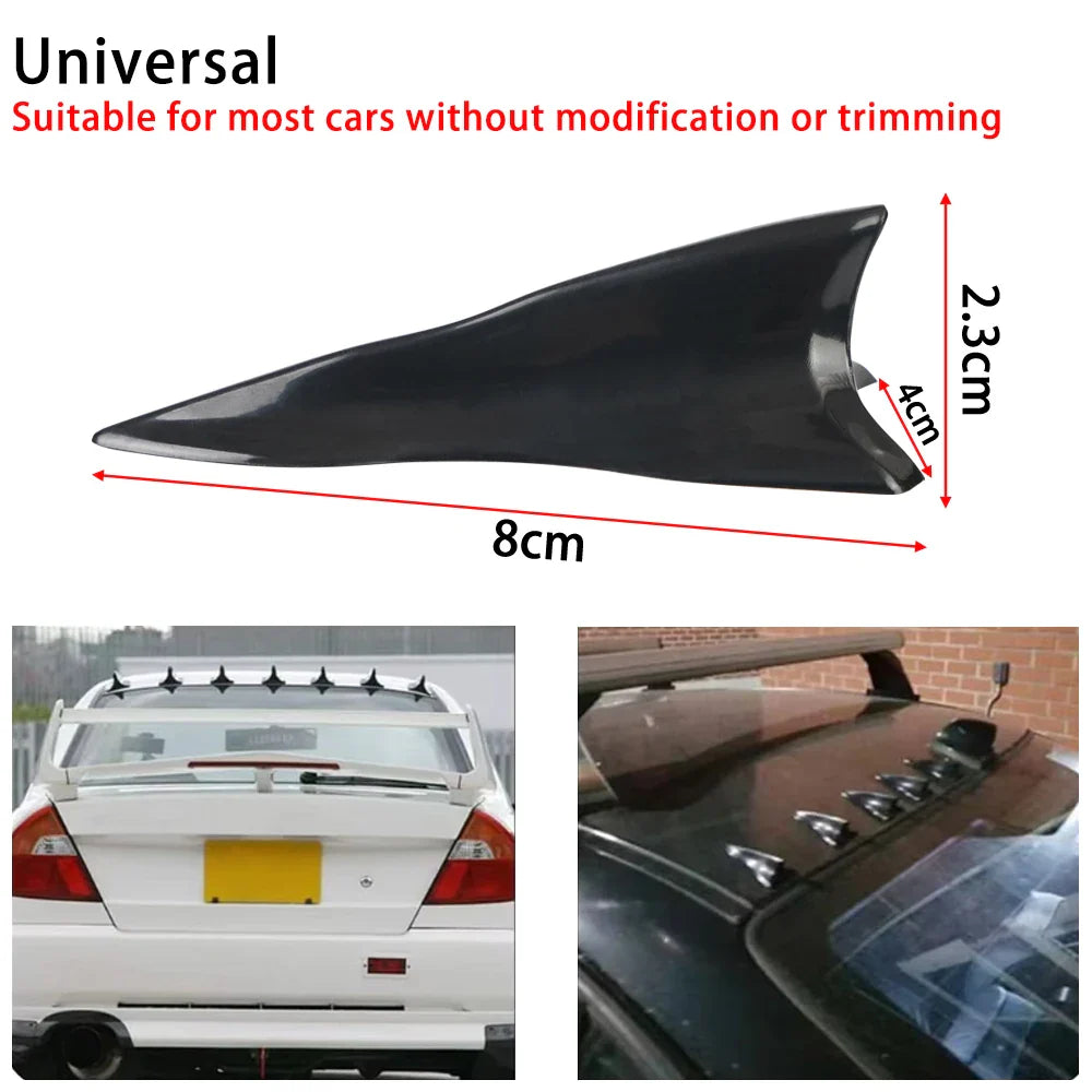 10Pcs Universal PU Rear Roof Shark Fins Spoiler Wing Kit Car Roof Spoiler Bumper Spoiler Shark Fin Diffuser Vortex Generator