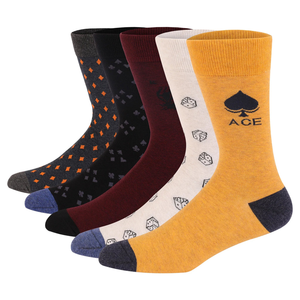5 Pairs Argyle Breathable Men's Dress Socks Plus large Size High Quality Combed Cotton