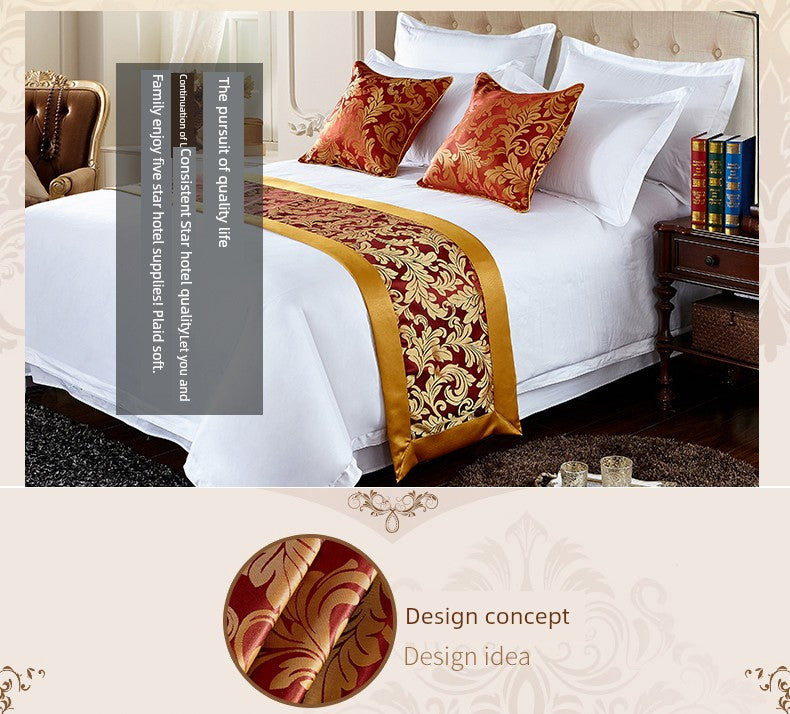 Hotel Bedding Decorative Cloth Bed Runner Bedspread Pure Color
