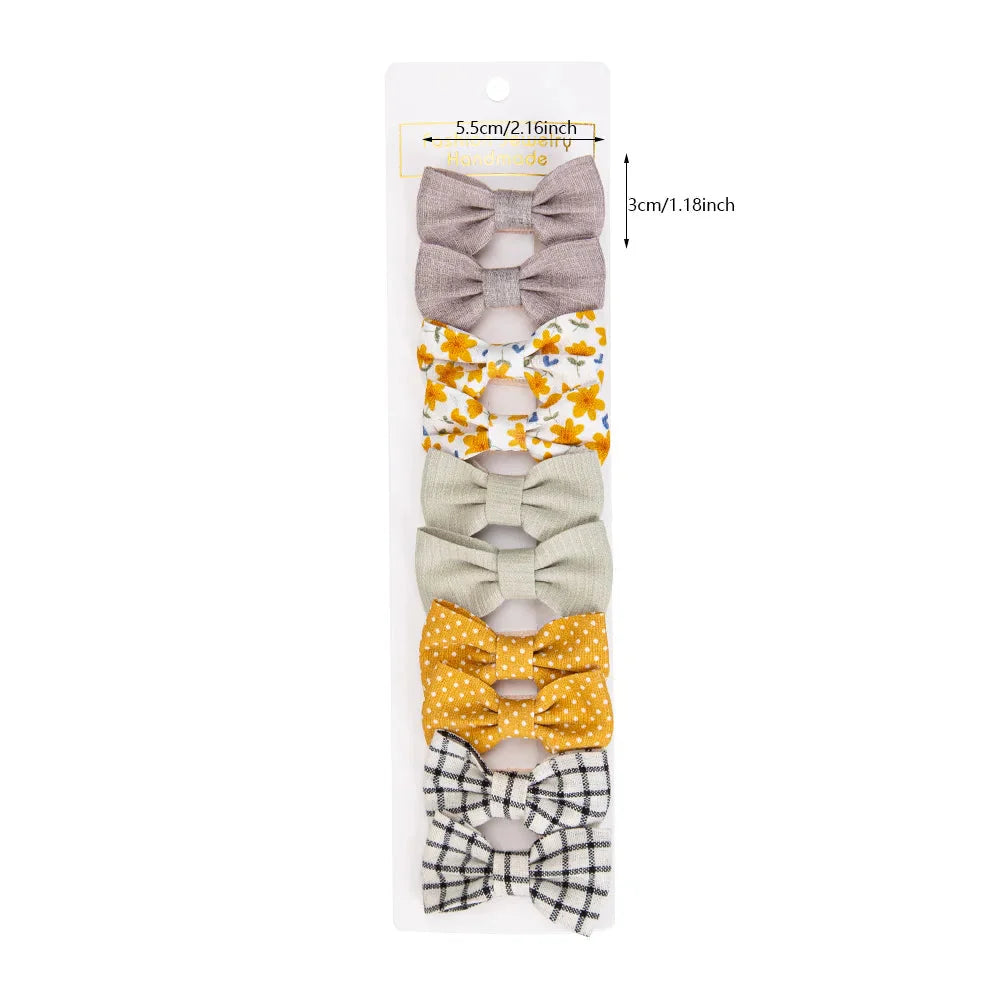 10Pcs Mini Hair Bows Clips for Baby Girls Cute Plaid Hairpins