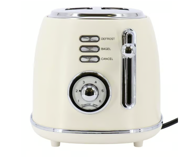 MegaChef 1.8 Quart Electric Tea Kettle and 2 Slice Toaster Combo in Creme