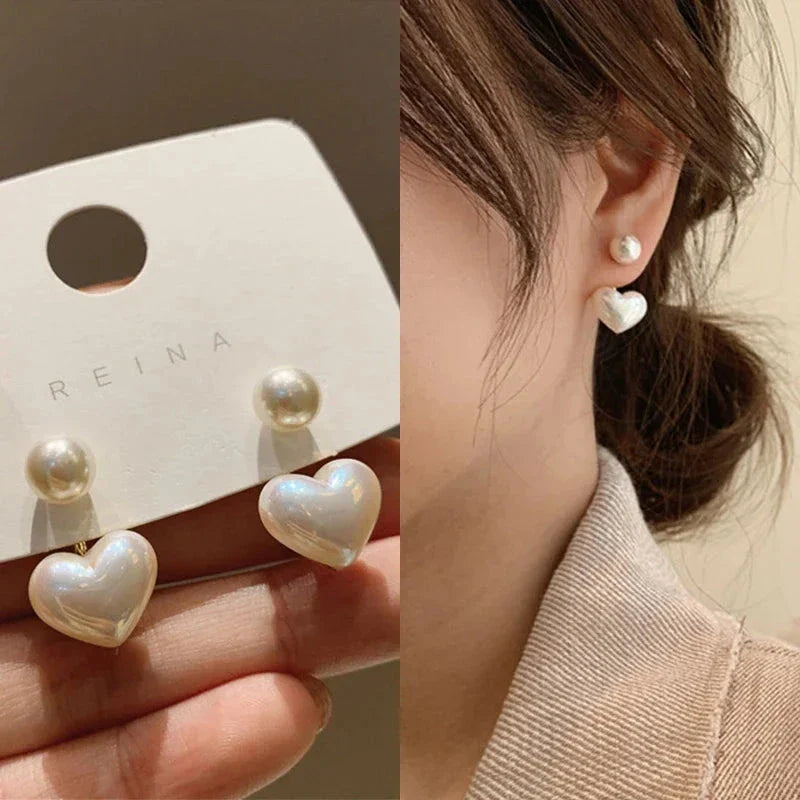 Love Heart Pearl Drop Earrings – Sweet Elegant Jewelry for Women