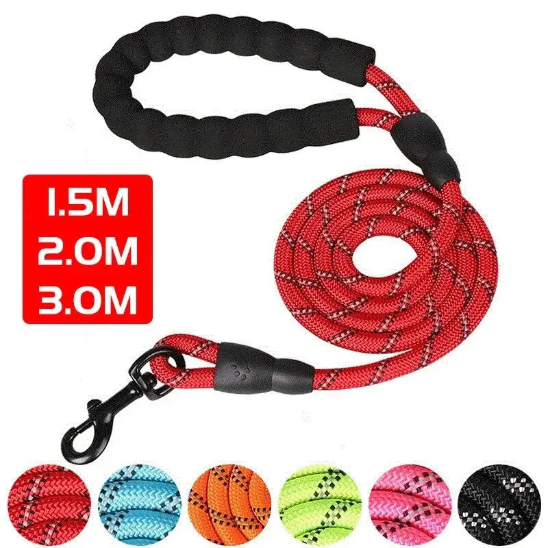 Reflective Dog Leash – Heavy Duty Traction Rope with Padded Handle for Strong Dogs