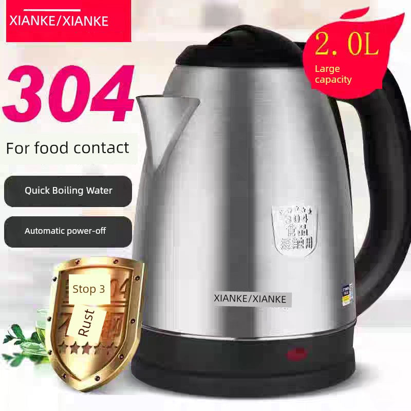2L Electric Kettle Automatic Power off Stainless Steel Large Capacity Immersion Heater