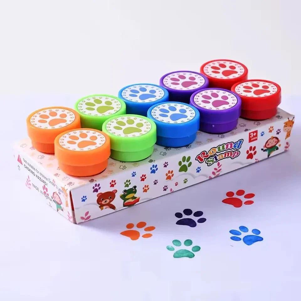 10pcs Assorted Self-Inking Stamps for Kids - DIY Craft & Scrapbooking
