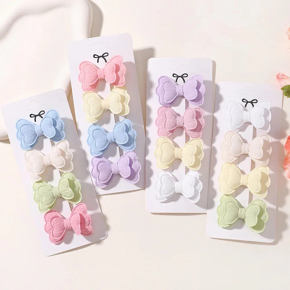 4Pcs Candy Colored Hair Clips for Girls Cute Double-Layered Bows