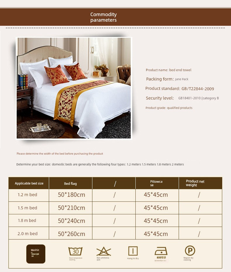 Hotel Bedding Decorative Cloth Bed Runner Bedspread Pure Color
