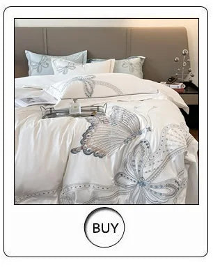 Luxury Three-line Embroidery Solid Color 1000TC Egyptian Cotton Bedding Set Duvet Cover Bed Sheet/Fitted Sheet Pillowcases 4Pcs