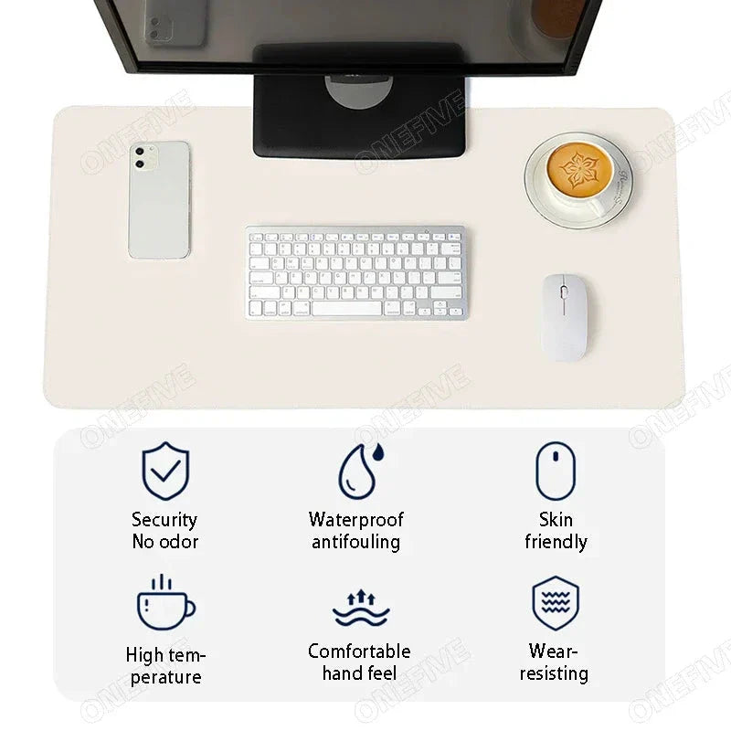 Large PU Leather Office Desk Mat – Waterproof Dual-Tone Mouse Pad & Keyboard Desk Protector for Home or Office