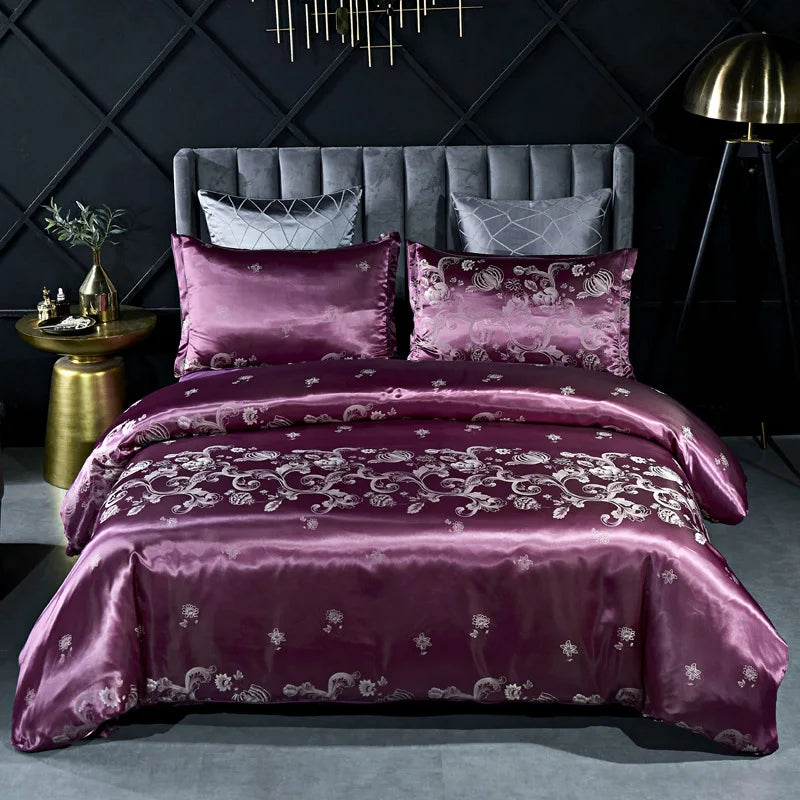 High End Jacquard Luxury European Duvet Cover Set Satin