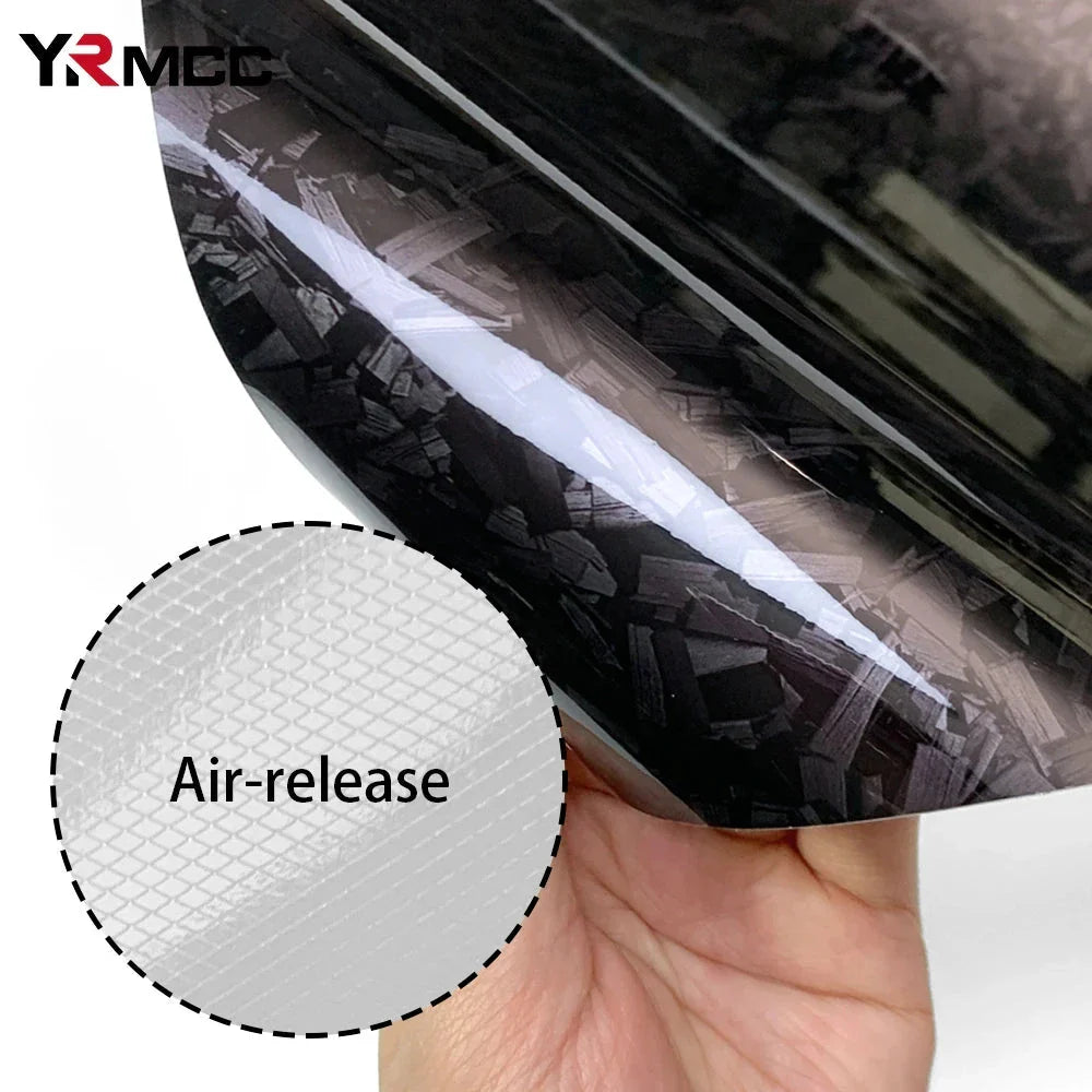Carbon Fiber Vinyl Wrap Film - Glossy Black, Waterproof, Air-Release Technology for DIY Car Decoration
