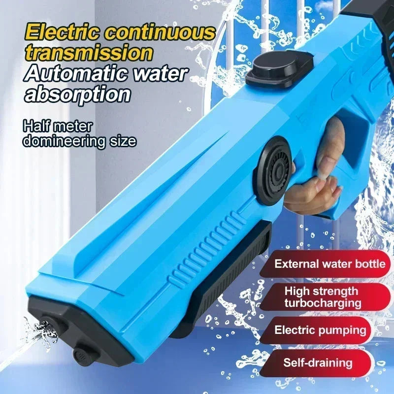 Electric Automatic Water Gun – Rechargeable High-Pressure Water Blaster for Kids & Adults, Portable Outdoor Beach Toy