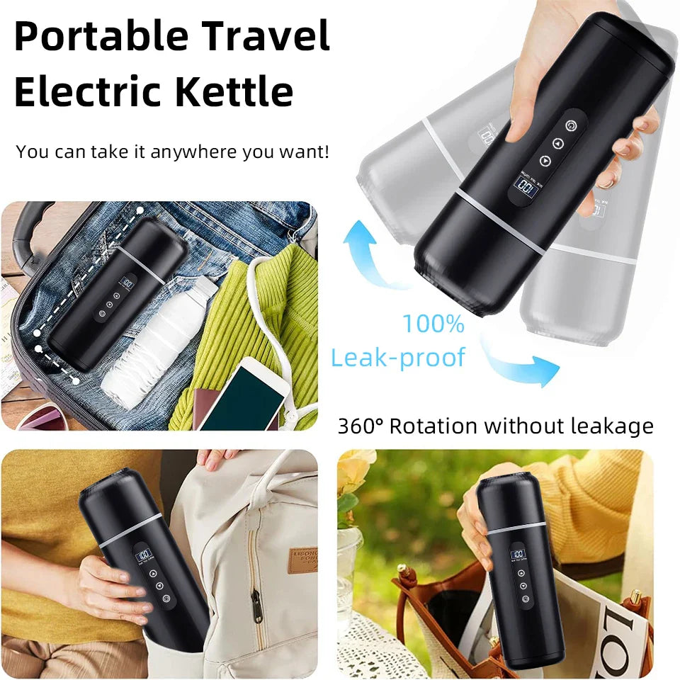 Electric Kettle 12V24V Portable Car Heating Cup 500ml Travel Heating Touch Screen Intelligent Adjustable Temperature Thermal Cup