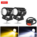 With Switch 2pc Super Bright Motorcycle LED Explorer Headlight Projector Fisheye Len LED Moto Fog Auxiliary Motorcycle Headlight