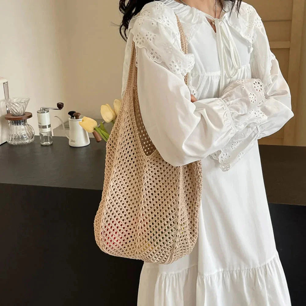 Women’s Knitted Shoulder Bag – Large Capacity Crochet Tote Handbag