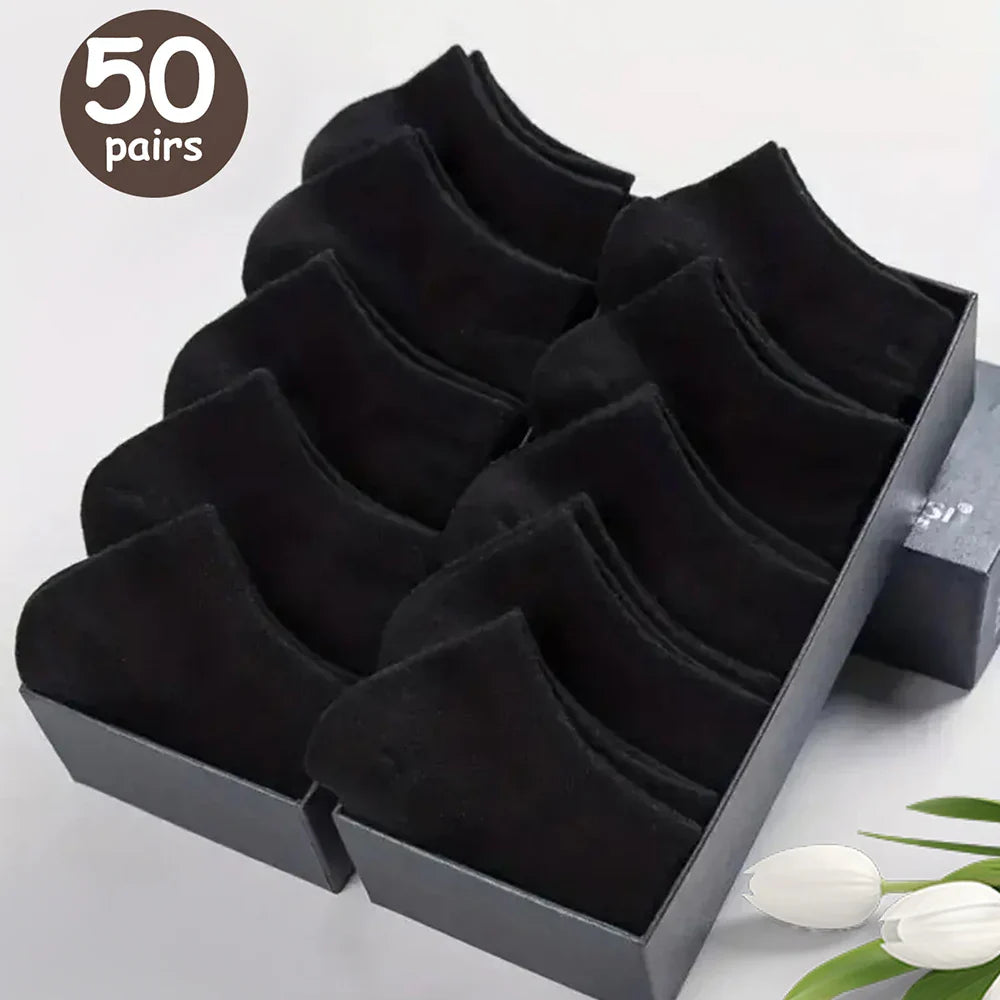10/20/30/40/50 Pairs Of Breathable Deodorant Men's Low Cut Ankle Socks - Sweat Wicking And Comfortable Summer Wear