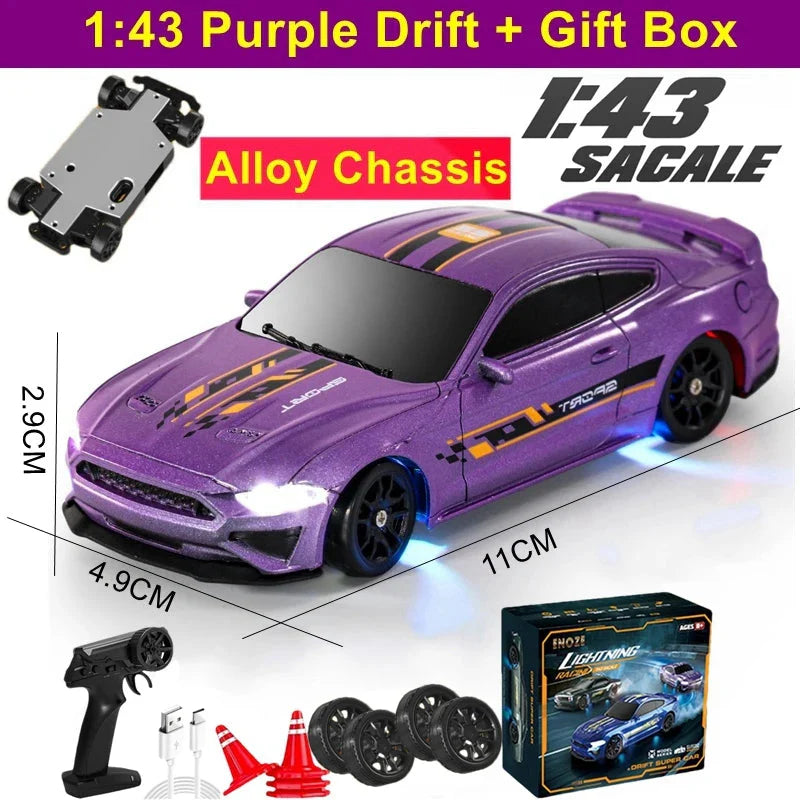 1/64 4WD High-Speed Drift RC Car – Mini Remote Control Racing Toy for Kids & Adults