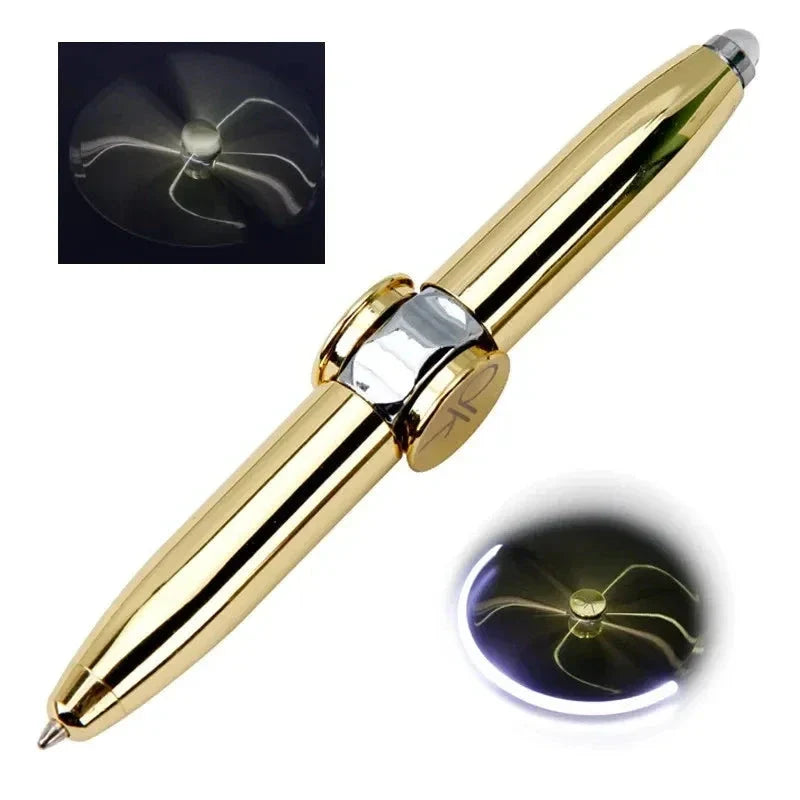 LED Gyro Spinner Pen – Multifunctional Metal Fidget Ballpoint Pen with Light | Stress Relief Spinning Pen for Writing, Focus & Gifts