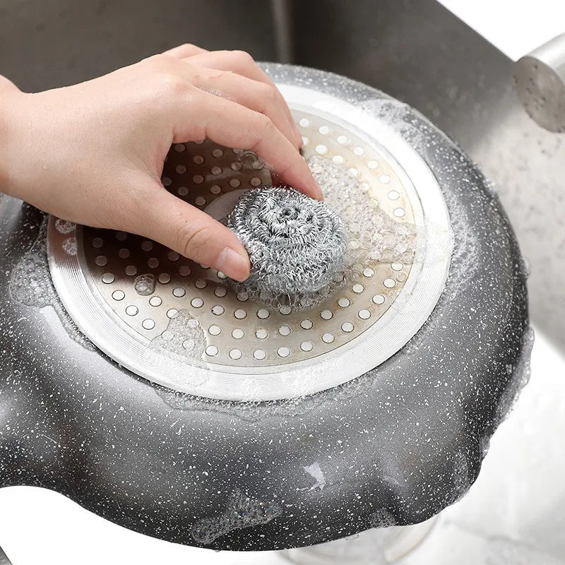 30/1pcs Steel Wire Dishwashing Cleaning Ball Kitchen Pot Pans Dishes Oil Rust Remover Brushes