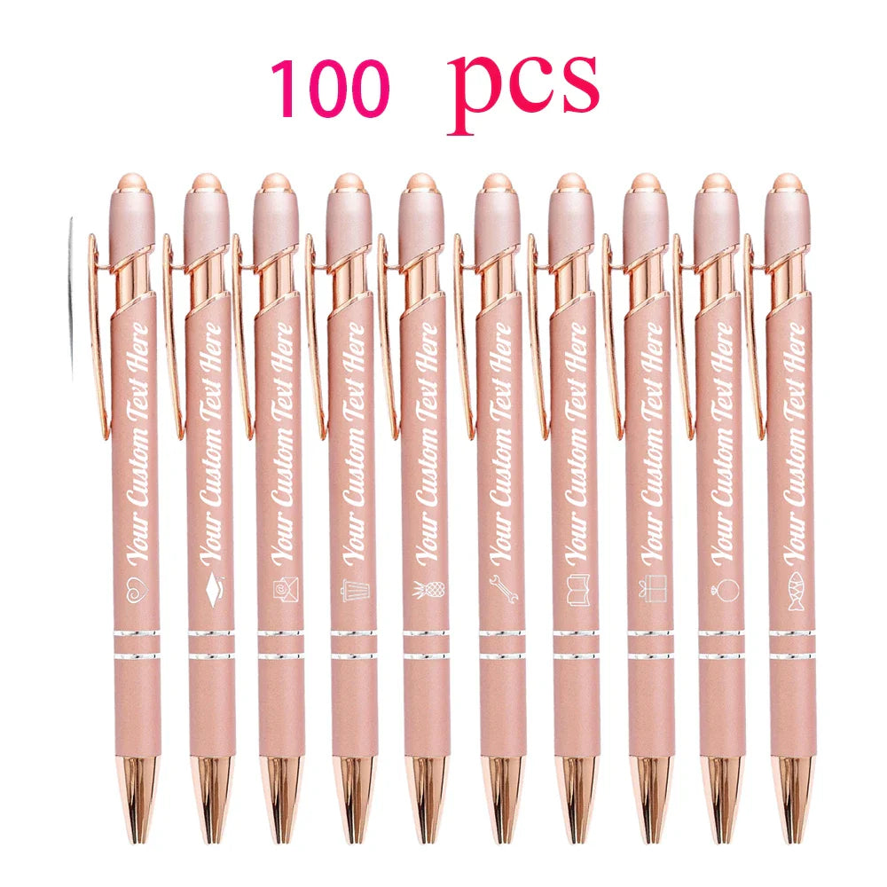 10-100 Customized Ballpoint Pen with Stylus Tip Print Name Logo Metal Pen for Business Graduation Birthday Anniversary Gift Pen