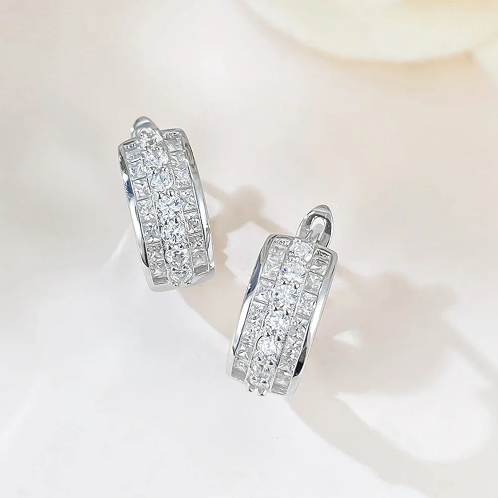 Sapphire Ruby High Carbon Diamond Gems Hoop Earrings for Women 100% 925 Sterling Silver Fine Jewelry