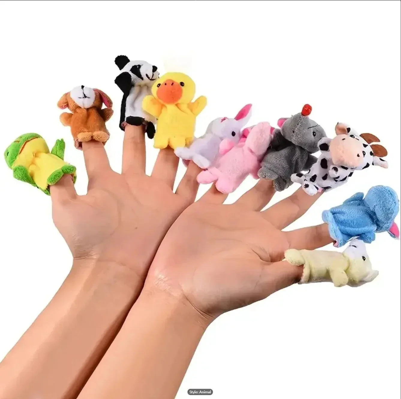 Cartoon Finger Puppets – 1/5/10pcs Plush Hand Dolls for Kids