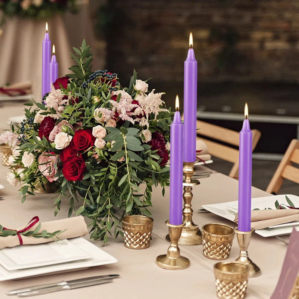 20 Pieces of Purple 4Inch Waxs, Drip-Free, Smoke-Free, Fragrance-Free, Home Dinner Candles, Hand-Pulled, High-Quality, Suitable for Church, Family, Wedding, Party, Seasonal Celebrations, Emergency Situations and Home Decorati