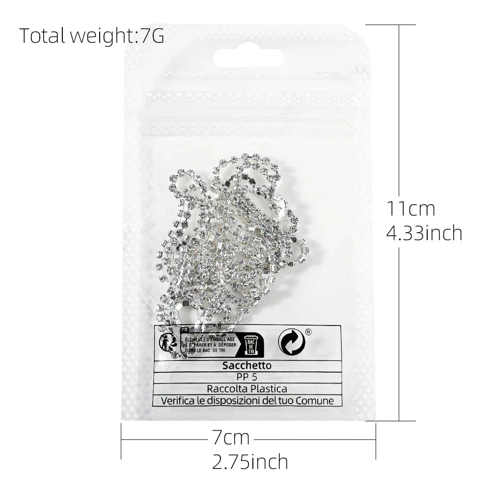 100/50cm Luxury Crystal Chain Nail Charms - 1.5/2mm Clear & AB Diamond Nail Art Decoration